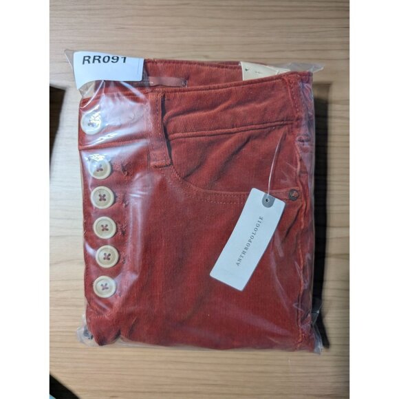 Anthropologie Pilcro Pants Womens 26 Orange High-Rise Skinny Button Fly Corduroy - Picture 13 of 13
